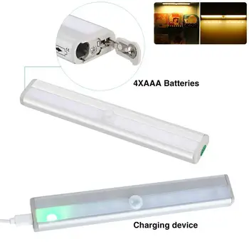 

3pcs Wireless PIR Motion Sensor 10 LED battery powered Cabinet Wardrobe Bright Magnetic Strip Stick-on Closet Lamp