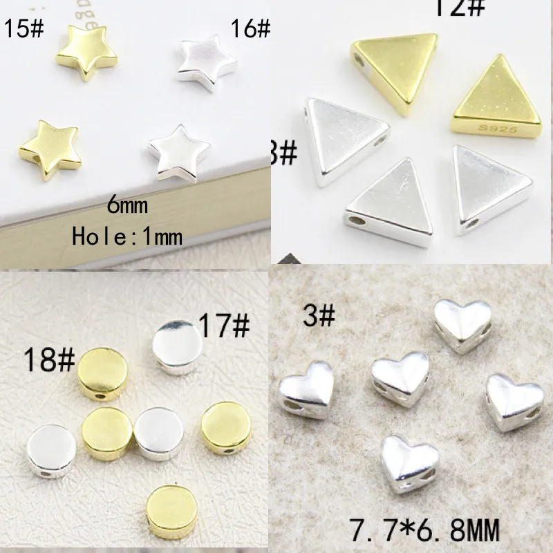 

10 pcs High quality 925 Silver Love Heart star Shape Charm Beads Fit Bracelet Original Silver Jewelry