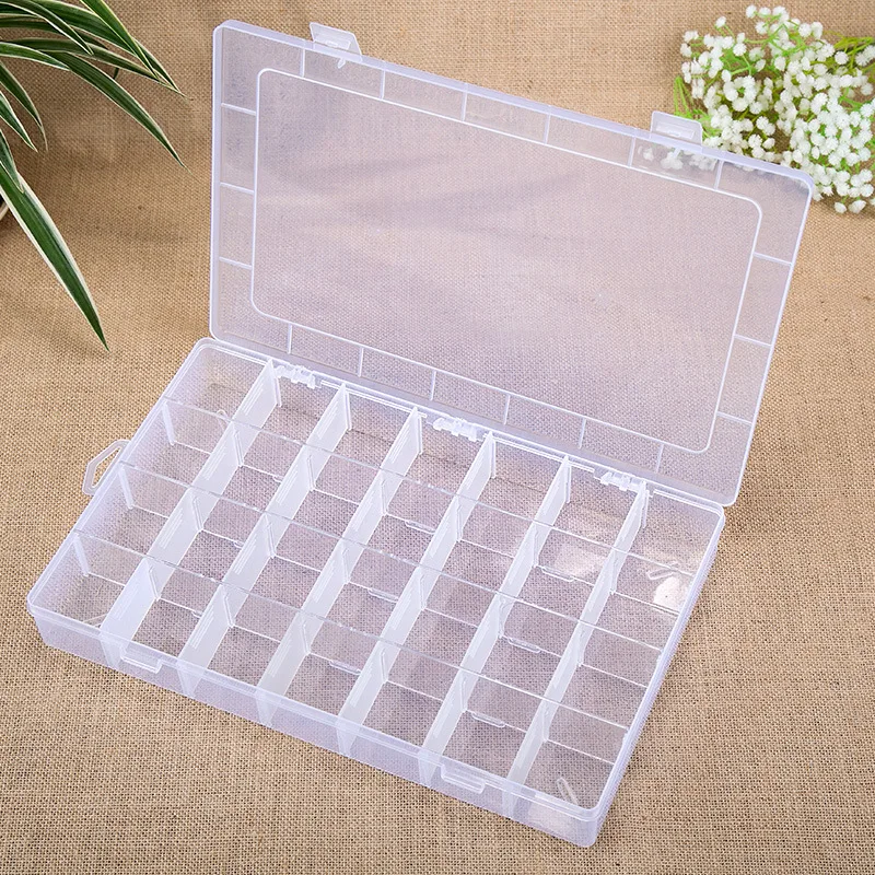 2Pcs Small Nail Art Holder Nail Tool Table Storage Boxes 28Grids Nail