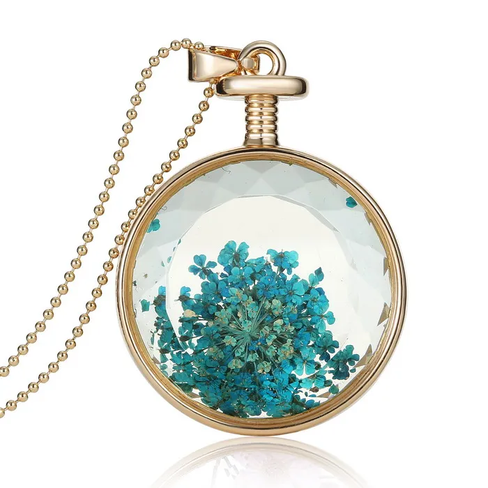 

DIY Handmade Luxury Glass Pendant Lockets Dry Dried Flower Pendant Necklace Jewelry for Lady