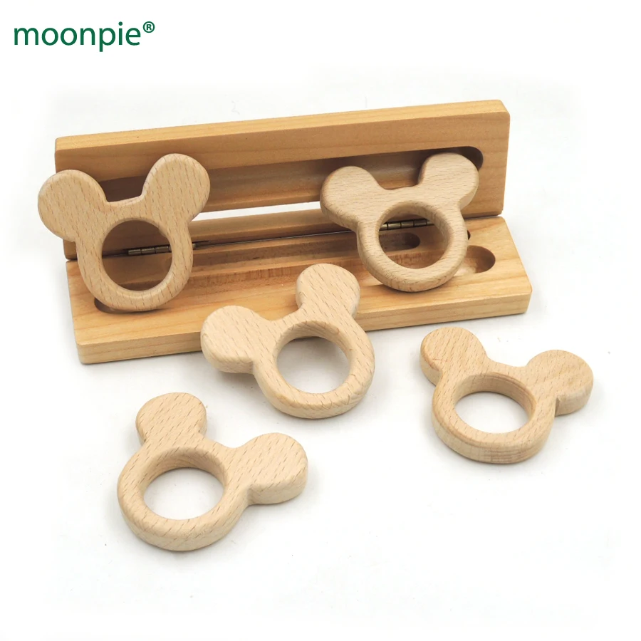 10 pcs beech wooden rabbit teether animal teething charm baby teether eco-friendly Montessori Inspired baby gift DIY EA272