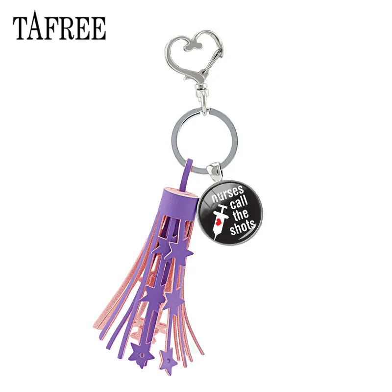 Брелок TAFREE с застежкой в форме сердца фиолетовыми кисточками брелок для ключей