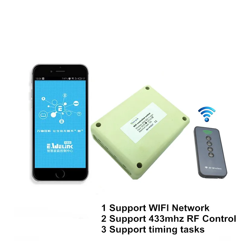 

Hot 4CH 5V DC WIFI Switch Controlled by Smart Phone APP, RF 433mhz Wireless Remote Control Switches For Home Automation Garage