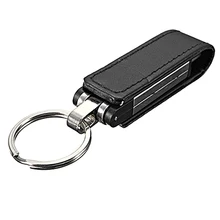 8GB USB 2.0 Keychain Memory Stick Leather Case Black