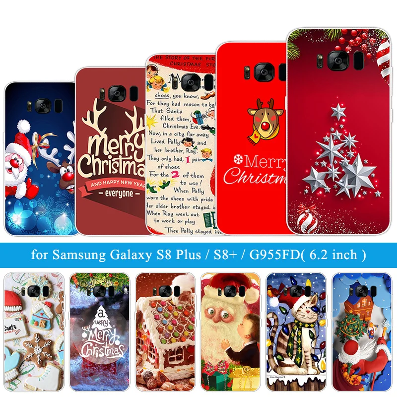TPU Case For Samsung Galaxy S8 Plus Soft Silicon S8+ G955 Black Back Matte Christmas Night Cover Protector | Мобильные телефоны и
