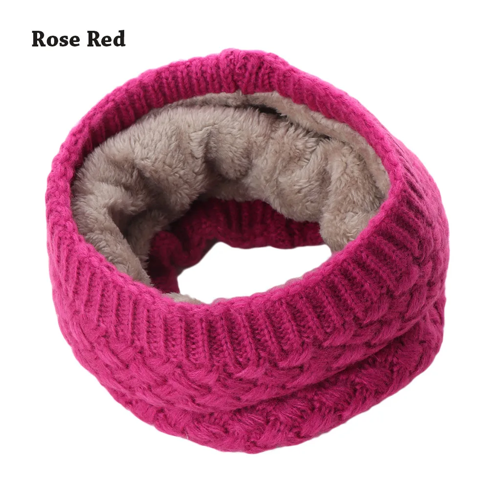 A-rose red 1 шт., Зимний теплый шарф-хомут, Круглый вязаный шарф для женщин и девочек, вязаный шерстяной шарф с круглым вырезом, Одноцветный шарф-снуд Infinit - Цвет: A-rose red
