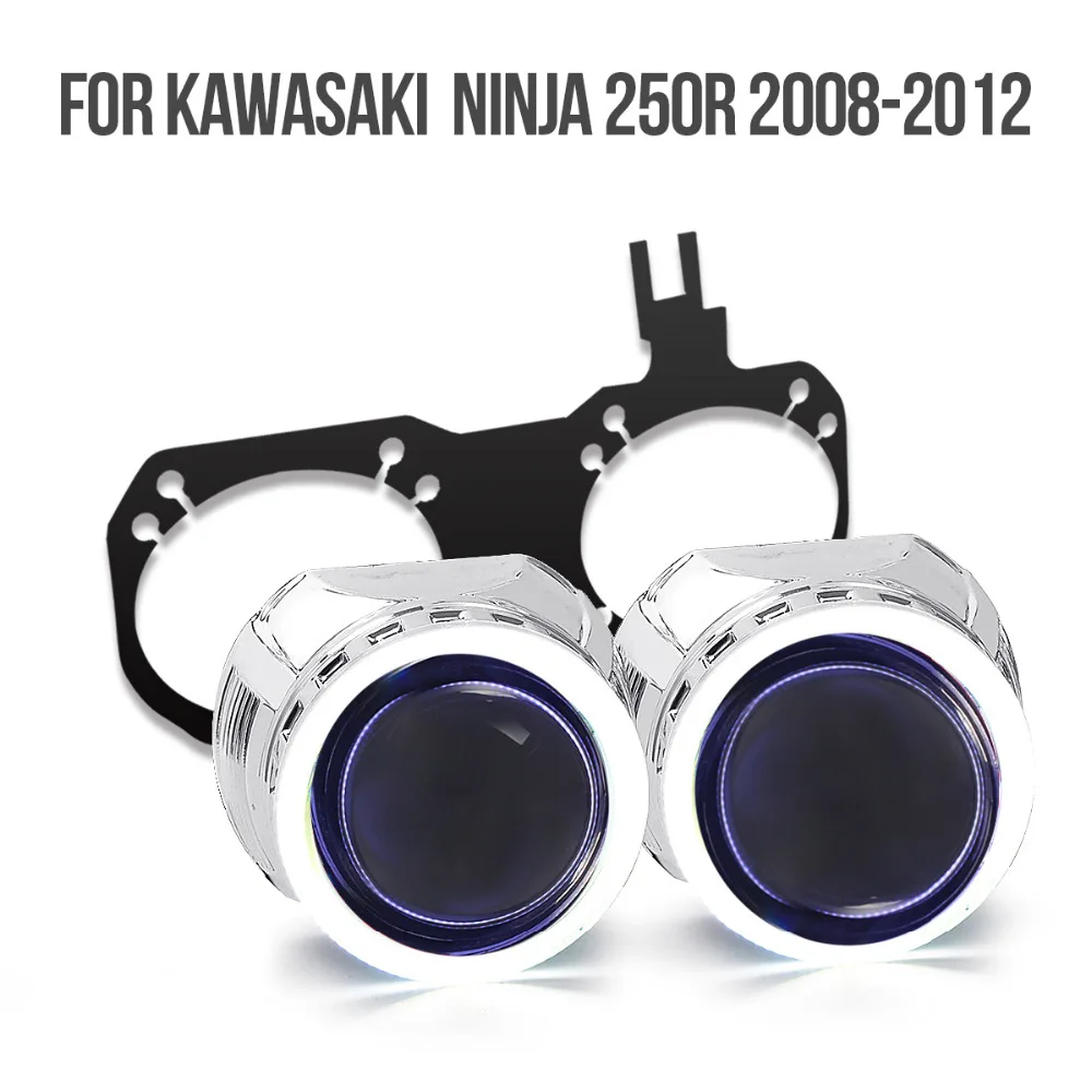 KT Headlight Suitable for Kawasaki Ninja 250R 2008 2012 LED Angel Eyes