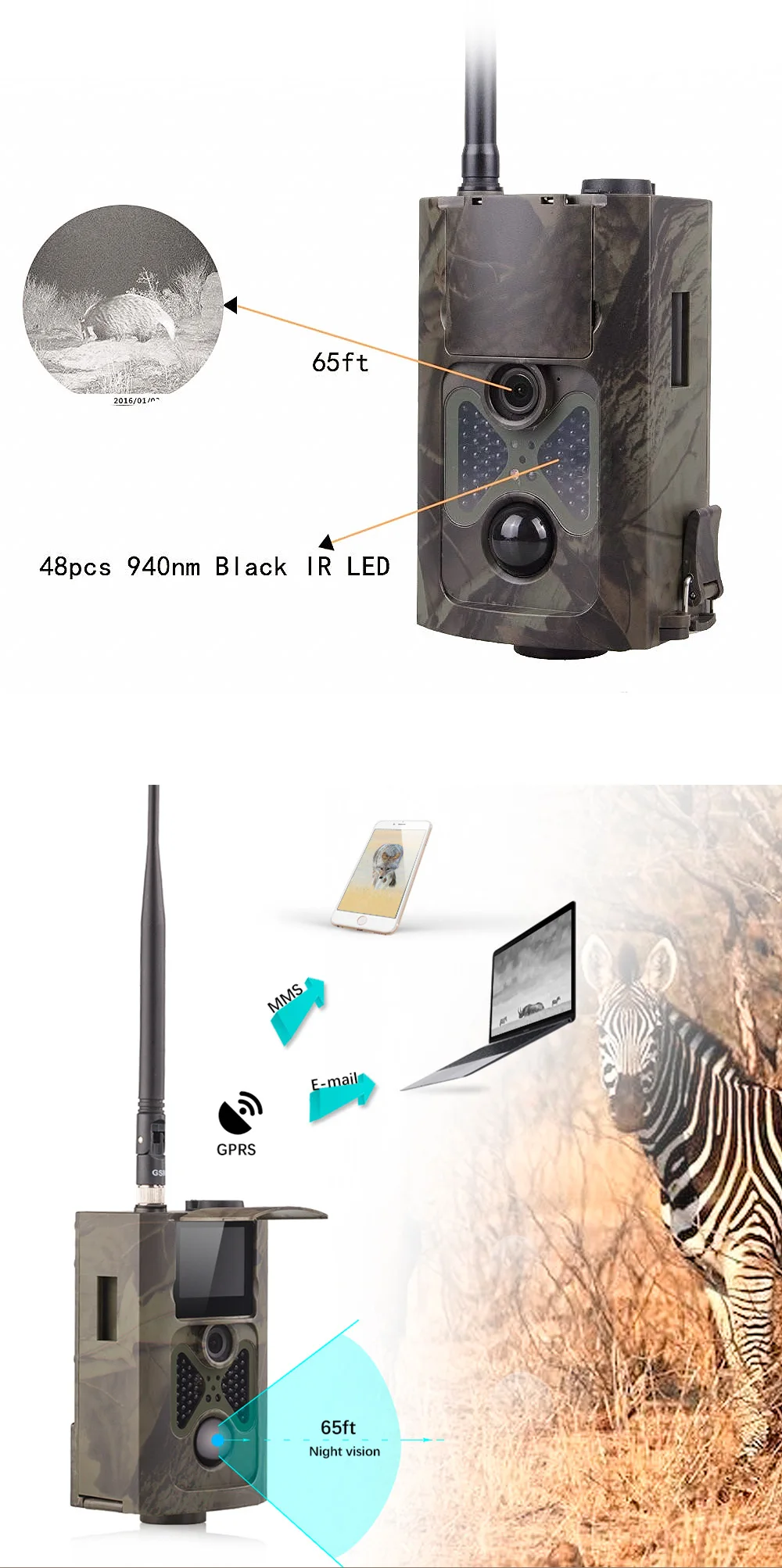 2G GSM GPRS SMS MMS Security hunting trail camera HC550M 16MP with 940NM Black Invisible vision free shipping (7)