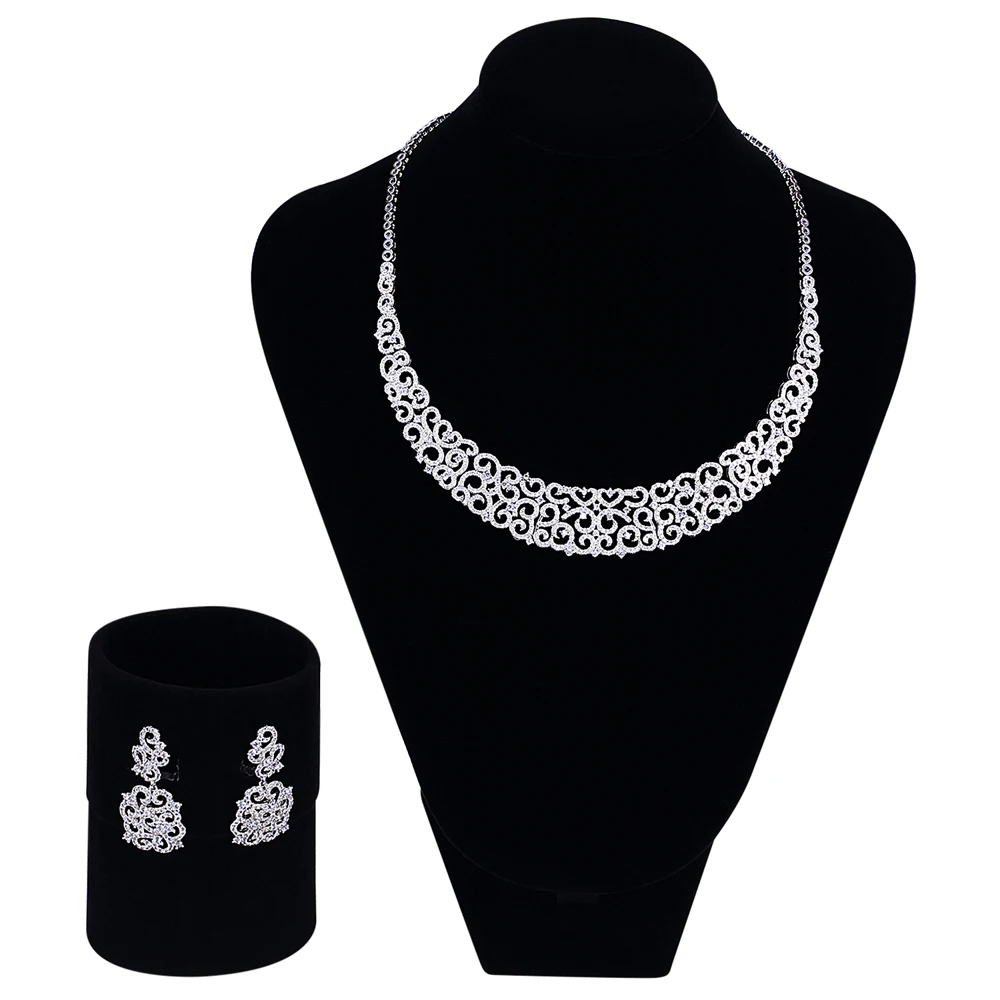 

Bridal Jewelry sets African Wedding Cubic Zirconia Necklace Earrings Set Bridesmaid Fashion Jewelry Set Collar Choke Wholesale
