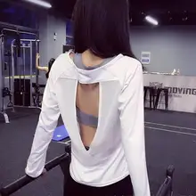 Женские футболки для йоги, спортивные футболки для фитнеса, укороченный топ с длинными рукавами, открытая спортивная одежда, Женская Джерси для бега