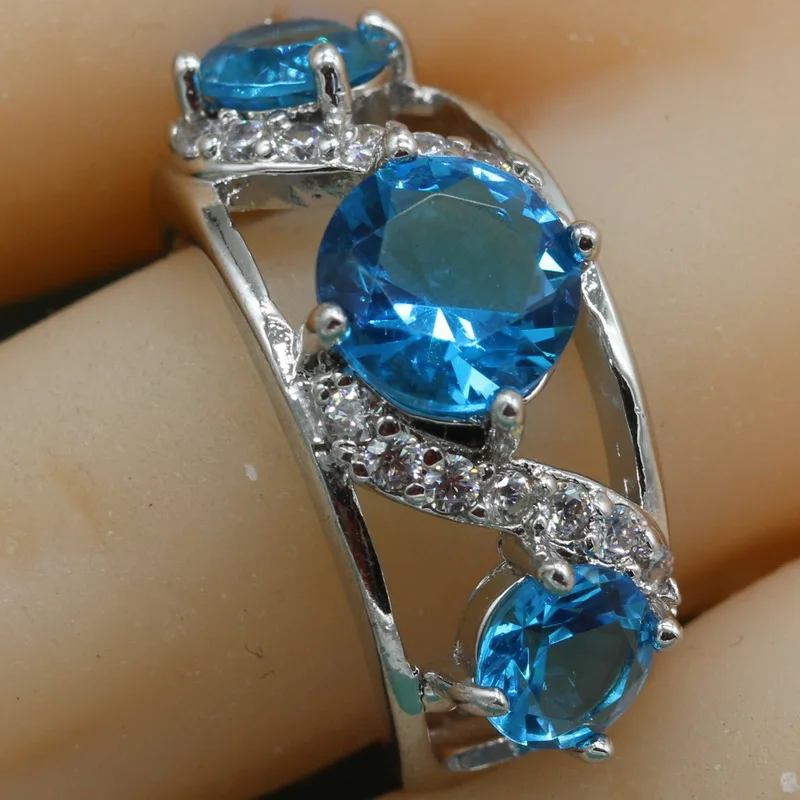 Trendy Geometric Purple Semi-precious Stone 925 Sterling Silver Ring For Women Blue Deep Green Rings With Stone Free Jewelry Box Fashion Jewelry