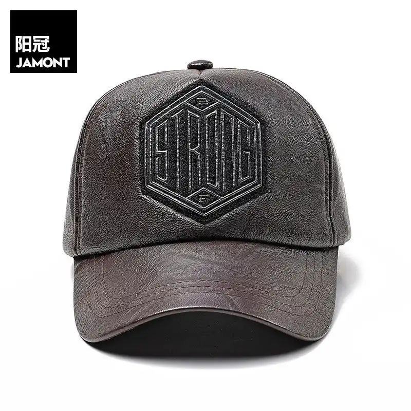 black leather trucker hat