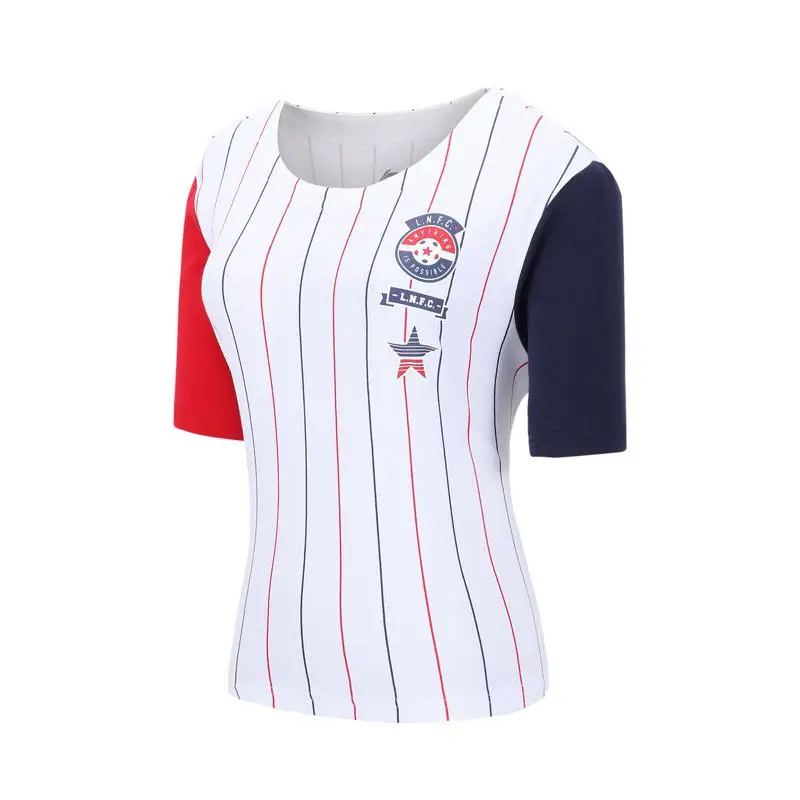 Li-Ninh Женская трендовая футболка из хлопка, свободная подкладка, дышащие полосатые майки, удобные спортивные футболки, топы AHSN068 CAMJ18 - Цвет: AHSN068-1H
