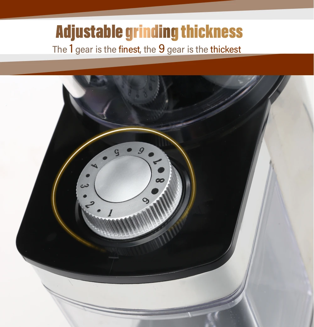 Электрическая кофемолка Gustino из нержавеющей стали 220-240 в 120 Вт, кофемолка для зерен, регулируемая толщина шлифовки, штепсельная вилка европейского стандарта