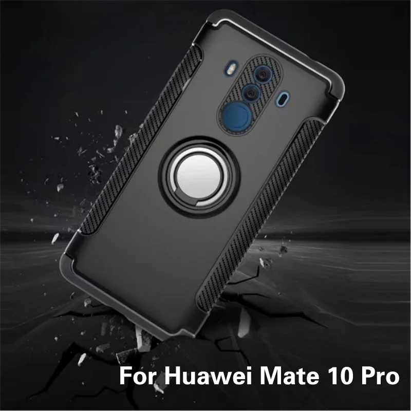 

Anti-knock Soft Silicone PC Back Cover Cases For Huawei Mate 10 Pro Mobile Phone Case With Ring Bracket