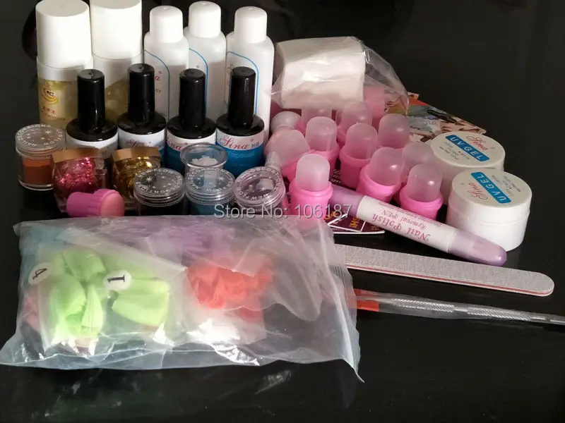 To Ru Only Nail Art Kit Set Nail Brush File Colorful Nail Fake French Tips Nail Art Stickers MixedNail Art Decoration Kit Set nail art tips style french tips form nail fringe guides nail stickers diy stencil fringe guides sticker diy french manicure