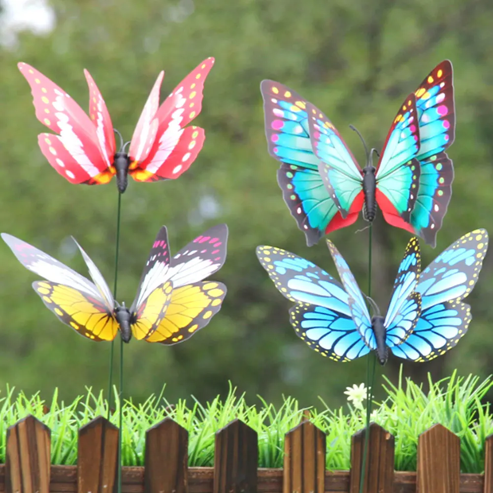 Цветная случайная креативная бабочка садовый декор садовое искусство пластиковая лужайка украшение садовое украшение