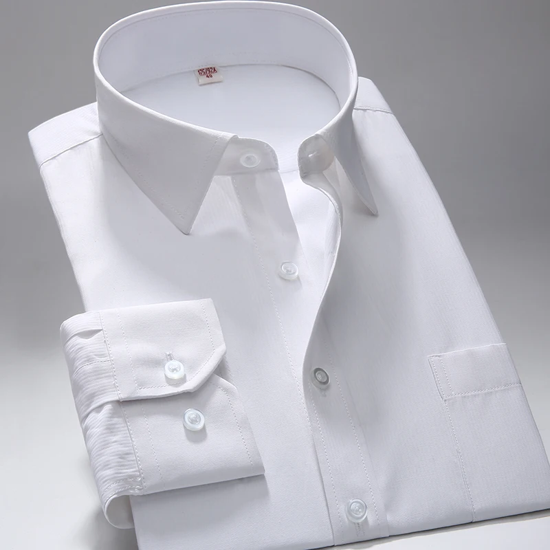 Goede S ~ 7xl Grote Mannen Shirt Nieuwe Regular Fit Plus Size Vierkante Kraag Lange Mouwen Solid Plain Twill  gestreepte Formele Heren Dress Shirts