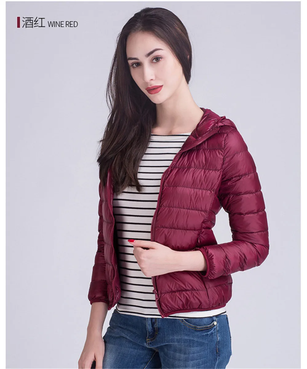 Winter Women Coat 2017 Hooded 90% White Warm Duck Down Jacket Ultralight Portable Slim Down Coat Female Winter Jackets Parkas (2)
