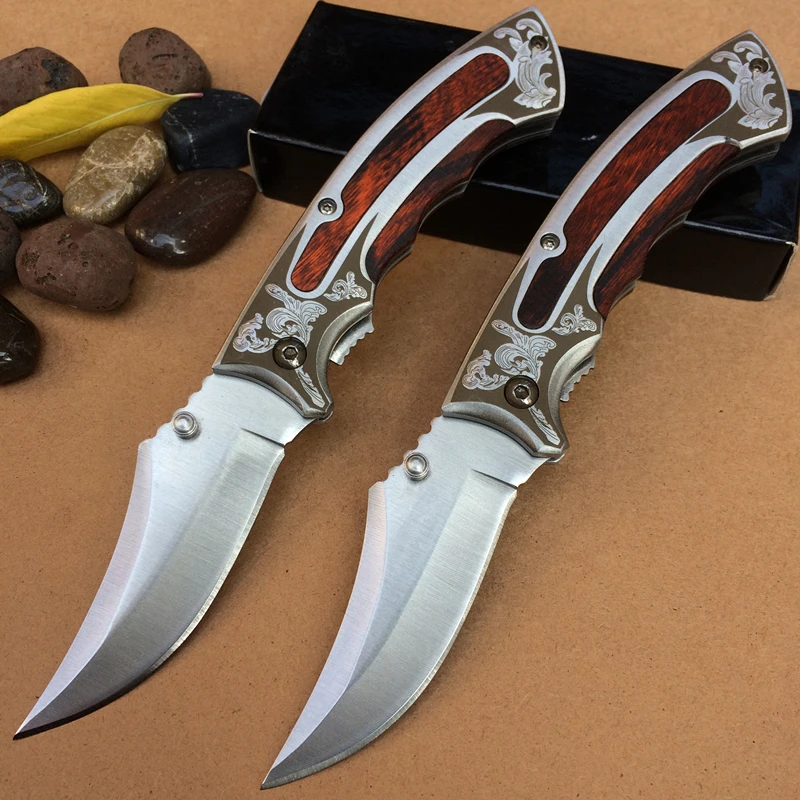 

8" Folding Knives Hunting Personality Outdoor Utility Knife Survive Porous Titanium Fruit Portable Knife Blade