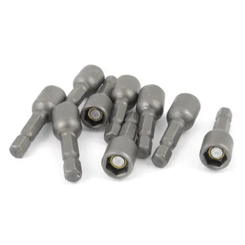 

10Pcs Chrome-Vanadium Steel 1/4 Shank 6mm Magnetic Hex Socket Nut Driver Setter