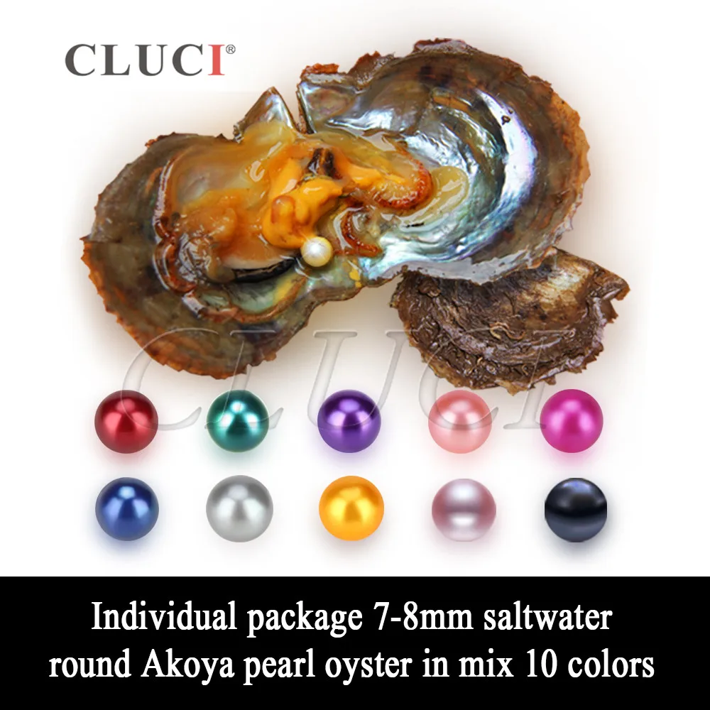CLUCI 100 шт 7-8 ММ Akoya Смешанные 10 цветов Перламутровые устрицы в морской воде качественные радужные устрицы с жемчугом Akoya