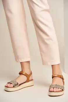 

Pearl Genuine Leather Tan Women 'S Sandals 120130002074