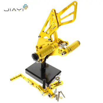 

CNC Billet Adjustable Rearset Foot Pegs Pedals Rest Rear Racing Set For Suzuki GSXR 1000 K9 K11 2009-2016 10 12 13 14 15 Gold