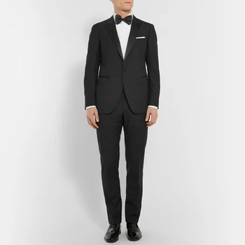 

Classic Design Men's Dinner Party Prom Suits Tuxedo Costume Homme One Button Closure Collar Business Suits(jacket+pants+bow Tie)