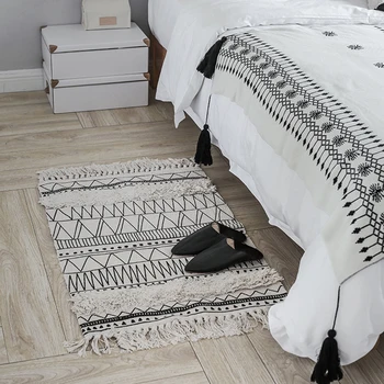 

Nordic Cotton Carpet For Living Room Bedroom Rugs Home Carpet Tassel Floor Door Mat Fashion Simple Decor Hot Area Rug Mat