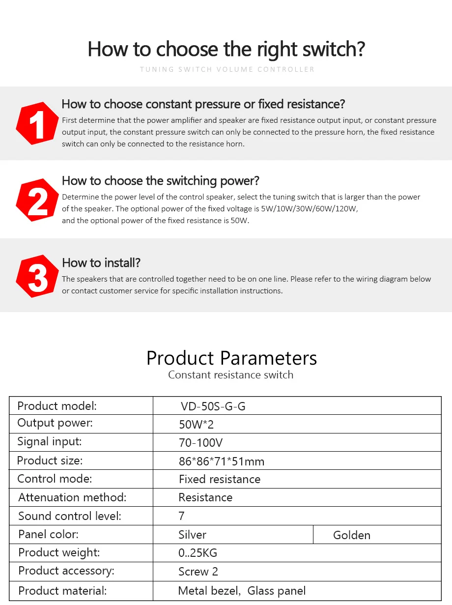 New Ceiling Speaker Volume Controller Switch For Fiexed Resistance