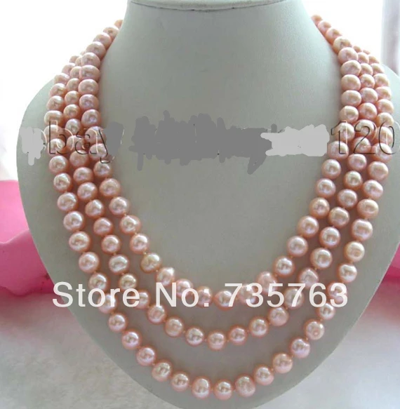 

xiuli 001118 64" Longest Natural 9-10mm Pink Round Pearl Necklace