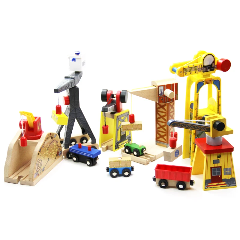 

EDWONE All Kinds of Wood Crane Magnetic Train Beech Wooden Railway Train Track Accessories fit for Wooden Thomas Biro Tracks