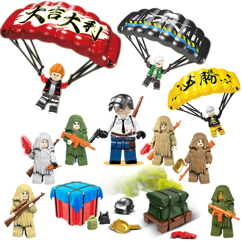 

6 Pcs/lot Playerunknown's Battlegrounds Figures Military Army Weapons Sets Building Blocks Kids Model Toys Compatible Legoings
