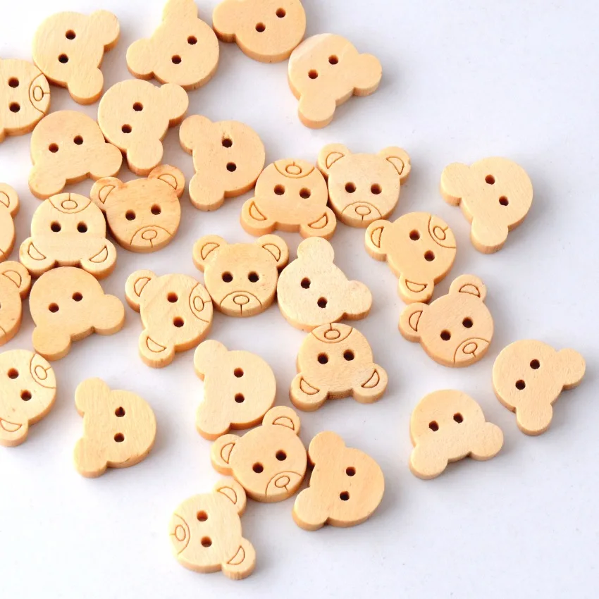 

Free Shipping Retail 20Pcs Teddy Bear Charms 2 Holes Wood Sewing Buttons buttons for children 13x11mm