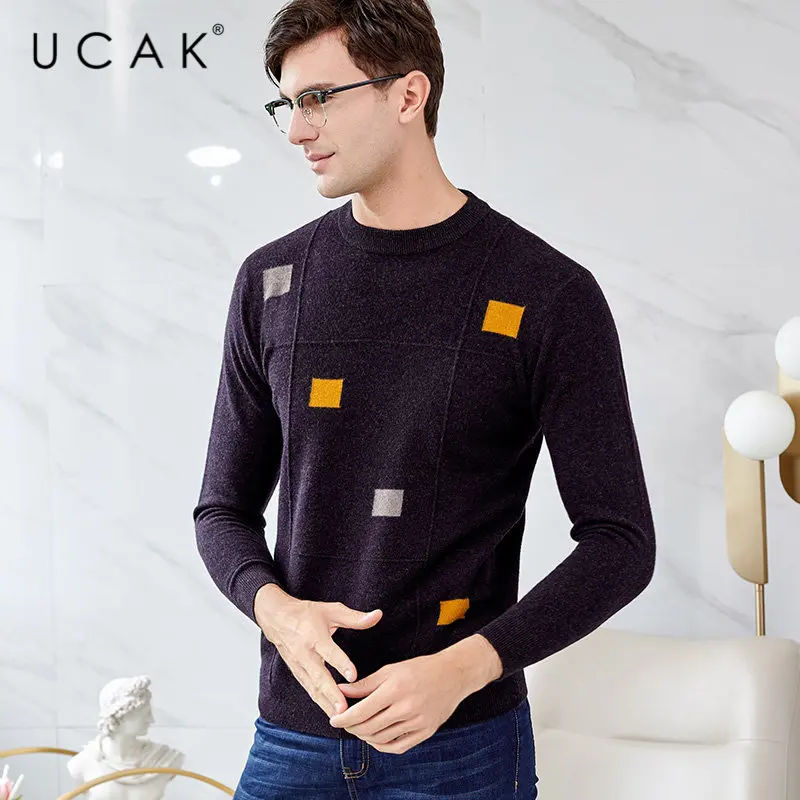 UCAK Brand Sweater Men 2019 Autumn Winter Thick Warm Cashmere Sweaters Merino Wool Pullover Men Fashion O-Neck Pull Homme U3019 UCAK Brand Sweater Men 2019 Autumn Winter Thick Warm Cashmere Sweaters Merino Wool Pullover Men Fashion O-Neck Pull Homme U3019