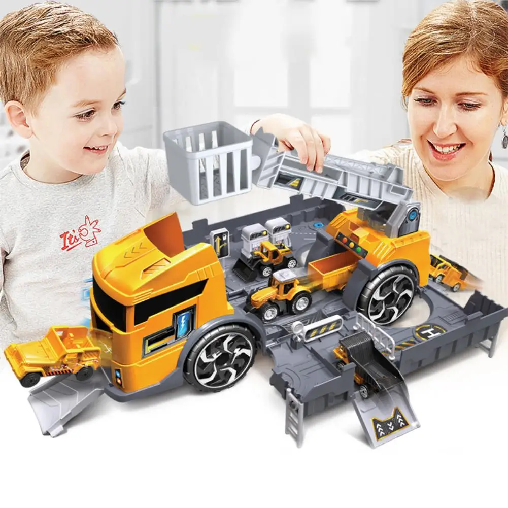 

Jigsaw Toy For Children Deformation Fire Engineering Vehicle Parking Lot Parent-child Interactive Toy Inertia Car Model Gift