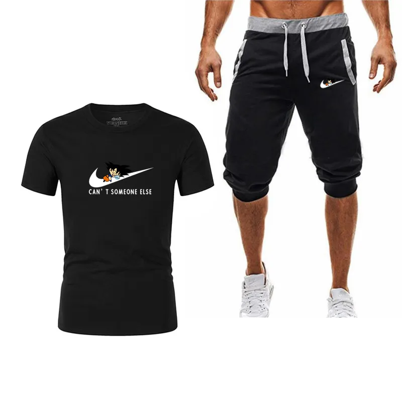 

T-shirt+shorts men Classic Anime Dragon Ball Z Brand clothing Two piece suit tracksuit Fashion Casual Tshirts Gyms Workout Fitne