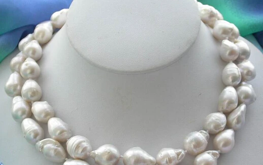 

HOT N: 2row white drip baroque keshi reborn pearl necklace