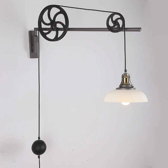 

Edison Loft Industrial Vintage Lifting Pulley Wall Lamp Antique American Retractable Pulley Wall Scone Lamp For Cafe Club Bar