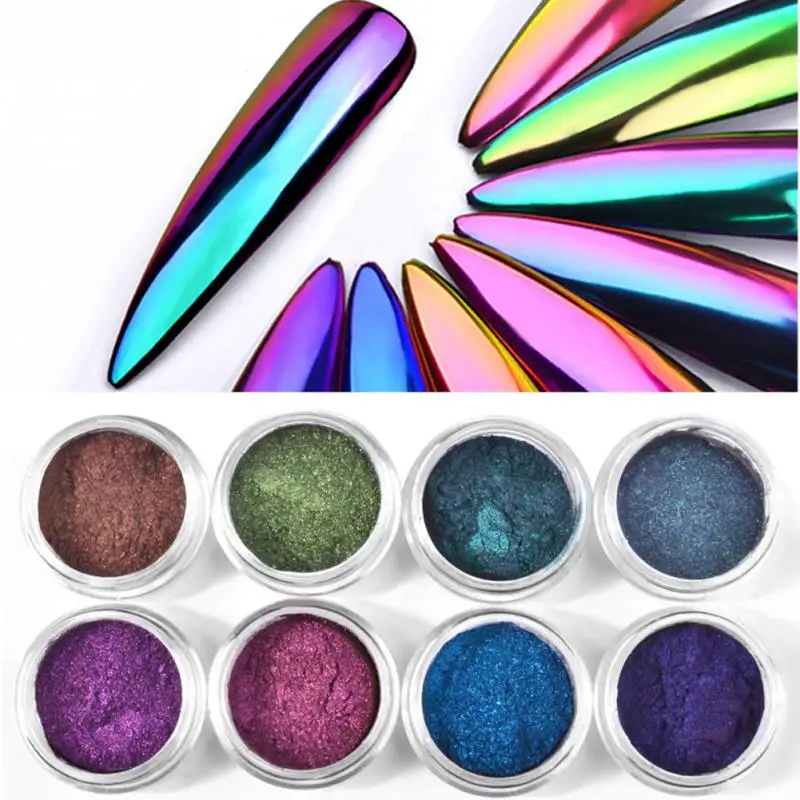 

1 pc Chameleon Mirror Nail Glitter Powder Mermaid Chrome Pigment Shiny Purple Blue Nail Art DIY Decoration