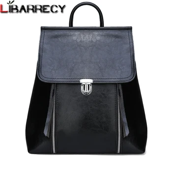 

Famous Brand Leather Women Backpack Vintage Backpack Female Large Capacity Bookbag Simple Travel Backpacks Leisure Shoulder Bags