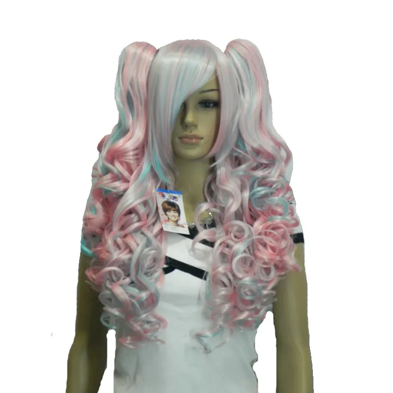 StrongBeauty Rainbow Cosplay Wig two Ponytail 2 Clip-On Long Curly Synthetic Hair Wigs