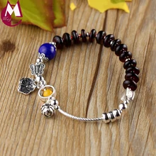 Новое поступление крови Янтарный регулируемый браслет для женщин натуральный Лапис желтый Агат браслет резьба листья лотоса цветок ювелирные изделия SB58