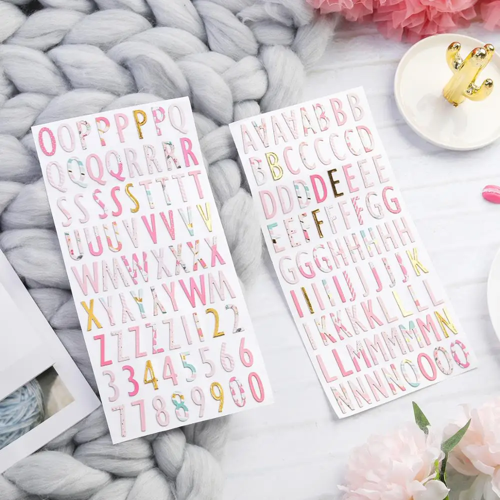 

2 pcs Pink Alphabet Number Stikers Decorative Letter Stickers Scrapbooking Material Happy Planner Bullet Journal Stickers
