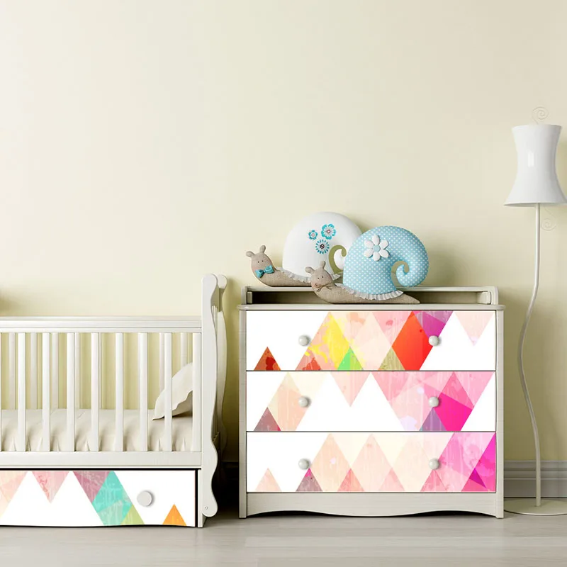 Красочные геометрические треугольники в скандинавском стиле рулон настенной бумаги высокого качества ПВХ самоклеющиеся обои для детской комнаты