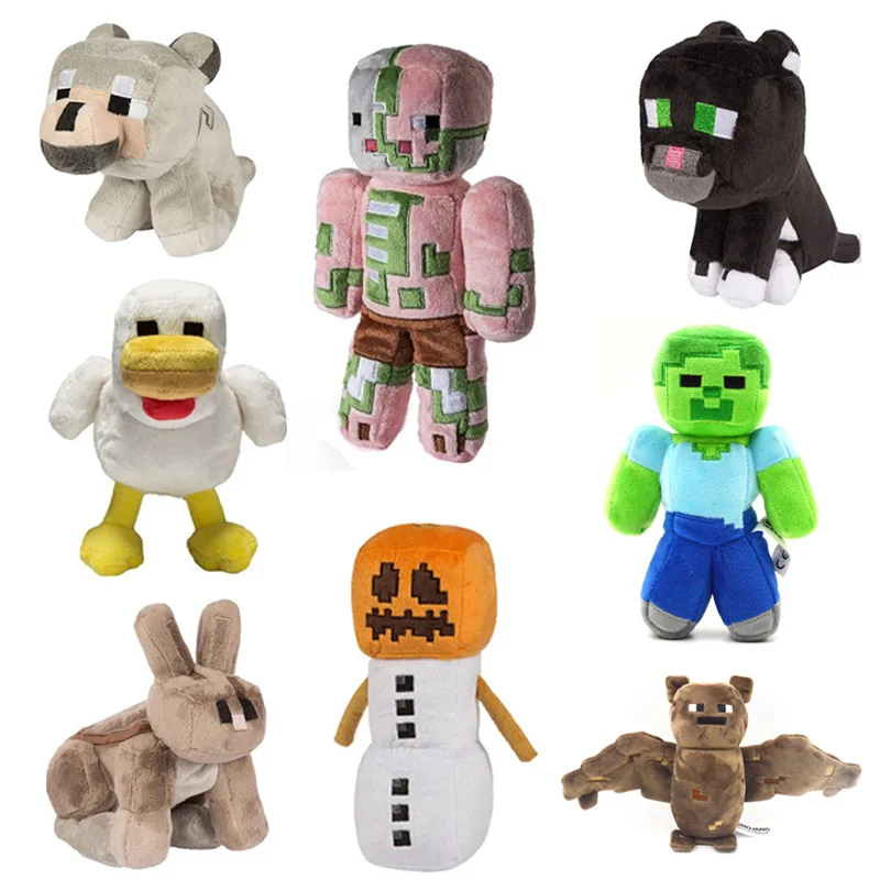18cm New Cartoon Animals Wolf Rabbit Cat Zombie Snow Golem plush toys Minecraft Stuffed & Plush Toys gifts for Children
