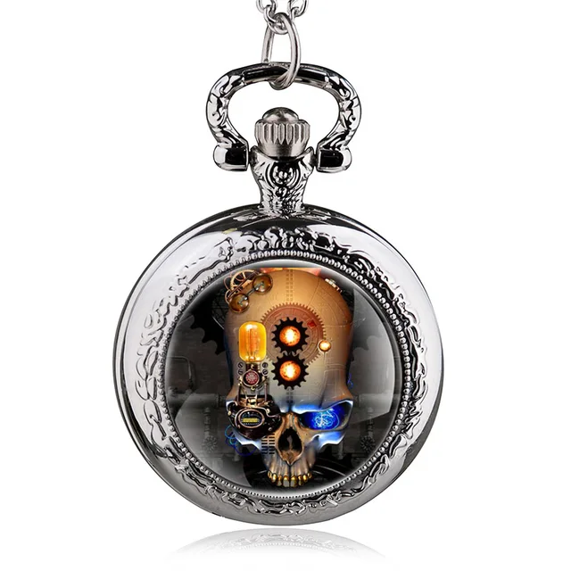 New Arrival Silver/Bronze/silver Skull Steampunk Vintage Skeleton Necklace Quart New Arrival Silver/Bronze/silver Skull Steampunk Vintage Skeleton Necklace Quart