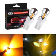 T10 Canbus OBC лампы без ошибок внутренний излучатель светодиодный 194 W5W Автомобильные лампы внешний 10-SMD 3030 12 в янтарный авто огни желтый D030