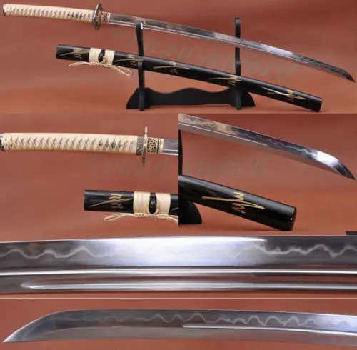 

KATANA JAPANESE SWORD SAMURAI FOLDED STEEL CLAY TEMPERED SHARP UNOKUBI-ZUKURI BLADE